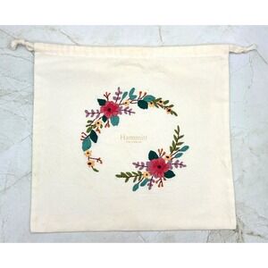 Hand Embroidered Hammitt Dust Bag Floral Design 14" x 13" One of a Kind Cotton